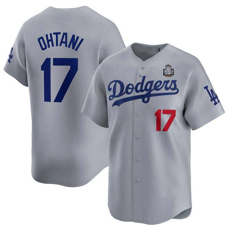 Los Angeles Dodgers #17 Shohei Ohtani Gray 2024 World Series Home Limited Cool Base Stitched Baseball Jersey baseball jersey product view 1