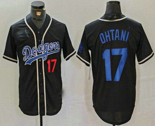 Los Angeles Dodgers #17 Shohei Ohtani Number Black Cool Base With Patch Stitched Baseball Jersey baseball jersey product view 1
