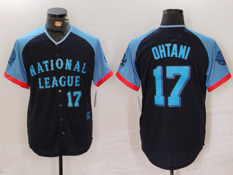 Los Angeles Dodgers #17 Shohei Ohtani Number Navy 2024 All Star Limited Stitched Baseball Jersey baseball jersey product view 1