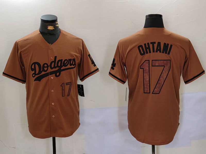 Los Angeles Dodgers #17 Shohei Ohtani Number Olive Cool Base Limited Stitched Baseball Jerseys baseball jersey product view 1