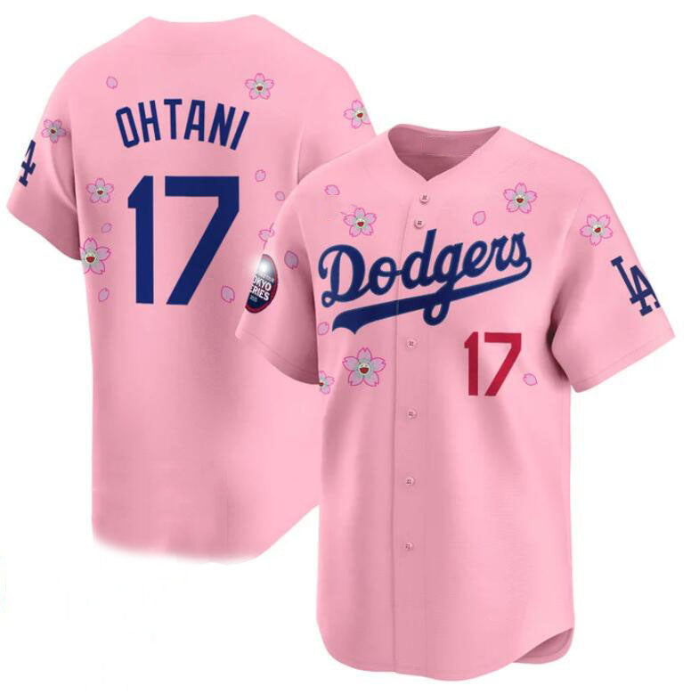 Los Angeles Dodgers #17 Shohei Ohtani Pink 2025 Tokyo Series Limited Stitched Baseball Jersey baseball jersey product view 1
