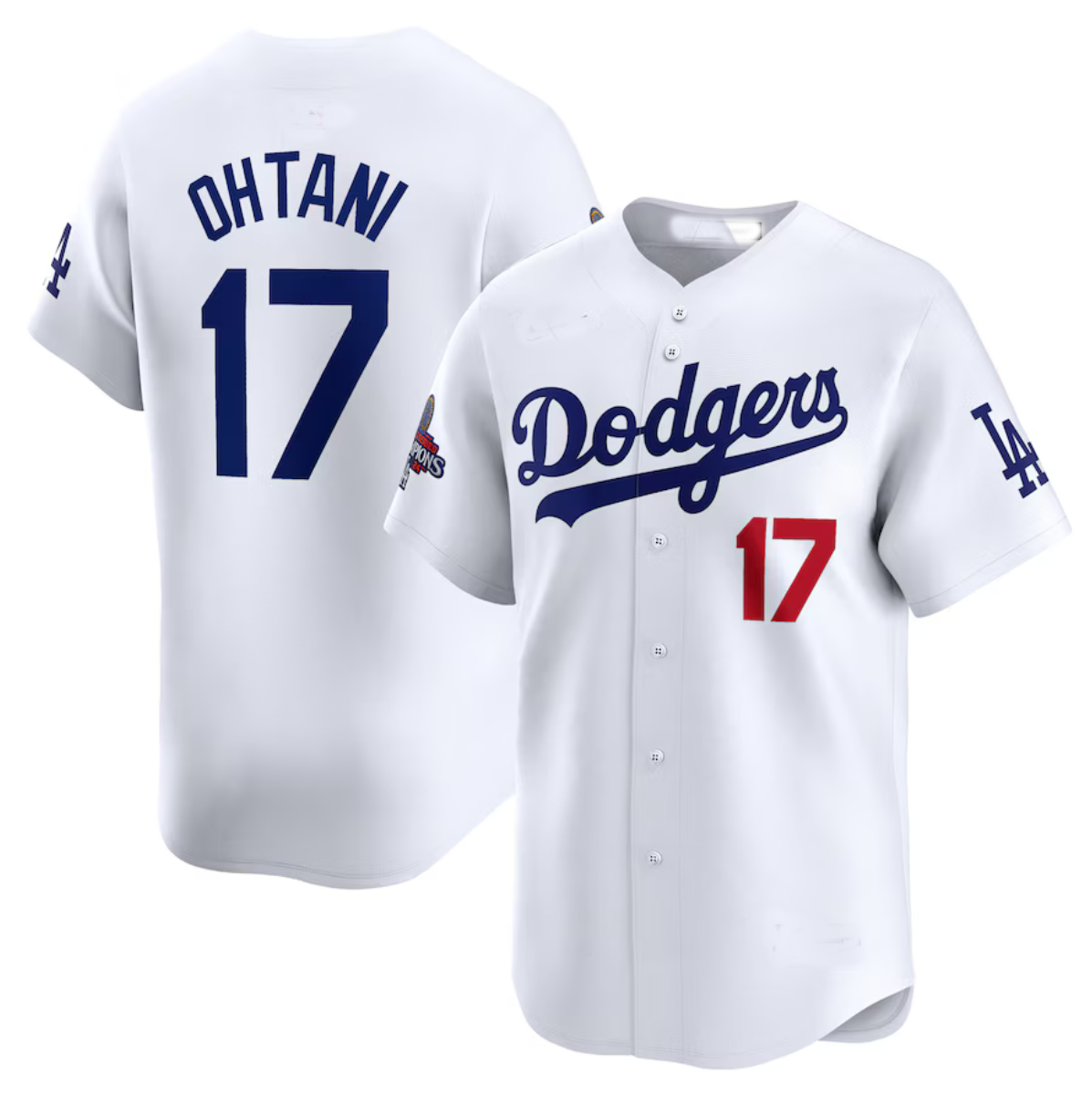 Los Angeles Dodgers #17 Shohei Ohtani White 2024 World Series Champions Home Limited Stitched Baseball Jersey baseball jersey product view 1
