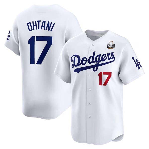Los Angeles Dodgers #17 Shohei Ohtani White 2024 World Series Home Limited Cool Base Stitched Baseball Jersey baseball jersey product view 1