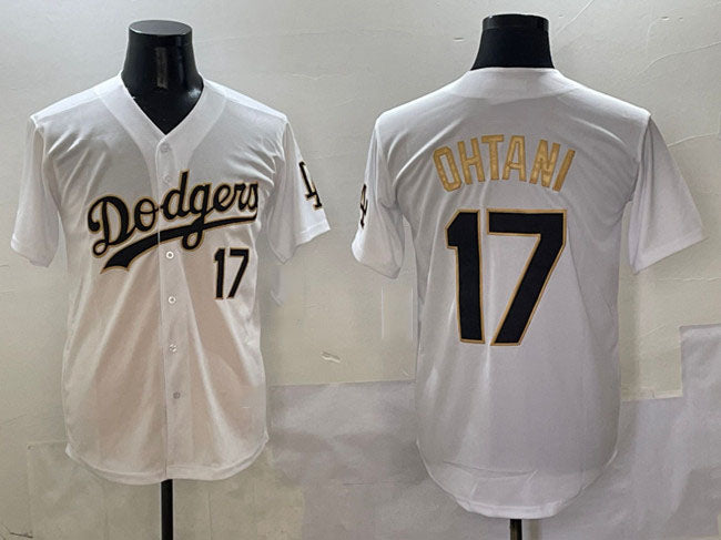 Los Angeles Dodgers #17 Shohei Ohtani White Gold Limited Stitched Baseball Jersey baseball jersey product view 1