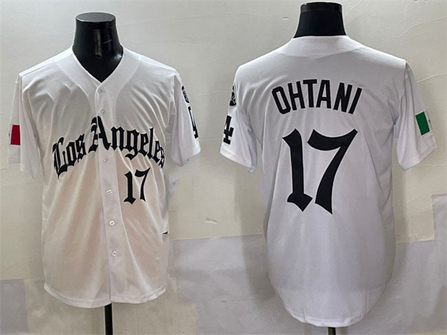 Los Angeles Dodgers #17 Shohei Ohtani White Mexico 2025 LA Gothic Style With Fernando Patch Vapor Premier Limited Stitched Baseball Jersey baseball jersey product view 1