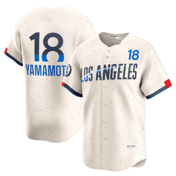 Los Angeles Dodgers #18 Yoshinobu Yamamoto Cream 2024 City Connect Limited Player Baseball Jerseys baseball jersey product view 1