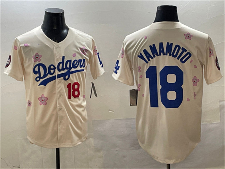Los Angeles Dodgers #18 Yoshinobu Yamamoto Cream 2025 Tokyo Series Limited Stitched Baseball Jersey baseball jersey product view 1