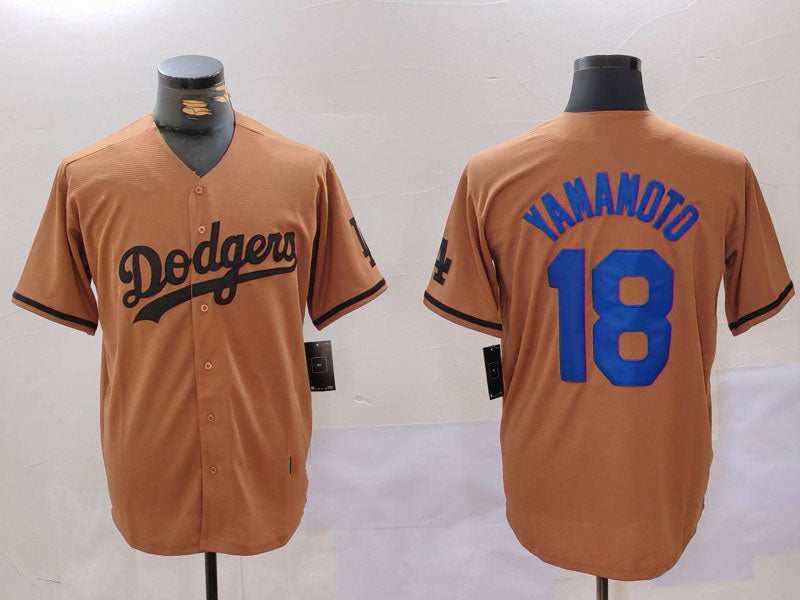 Los Angeles Dodgers #18 Yoshinobu Yamamoto Olive Cool Base Limited Stitched Baseball Jerseys baseball jersey product view 1