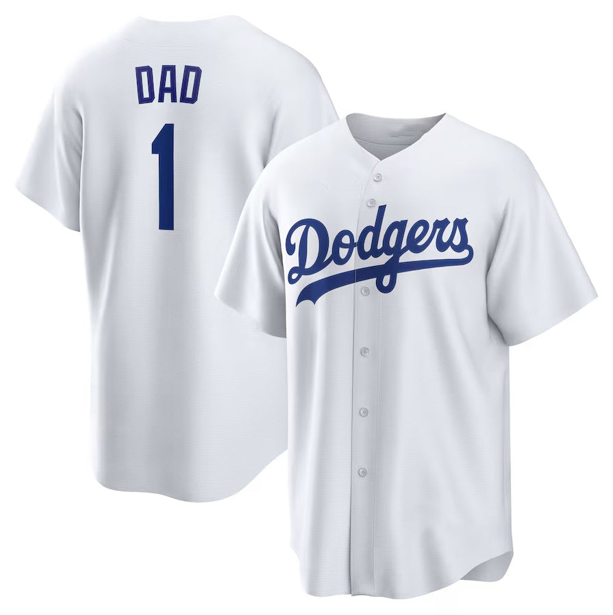 Los Angeles Dodgers #1 Dad Home Replica Jersey - White Stitched Baseball Jersey baseball jersey product view 1