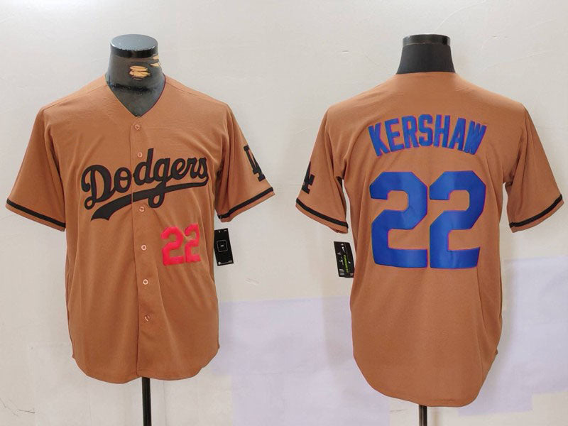 Los Angeles Dodgers #22 Clayton Kershaw Number Olive Cool Base Limited Stitched Baseball Jerseys baseball jersey product view 1