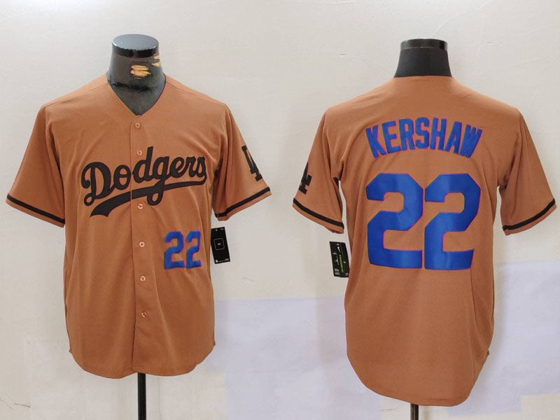 Los Angeles Dodgers #22 Clayton Kershaw Number Olive Cool Base Limited Stitched Baseball Jerseys baseball jersey product view 1