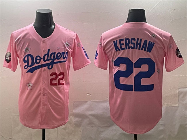 Los Angeles Dodgers #22 Clayton Kershaw Pink 2025 Tokyo Series Limited Stitched Baseball Jersey baseball jersey product view 1