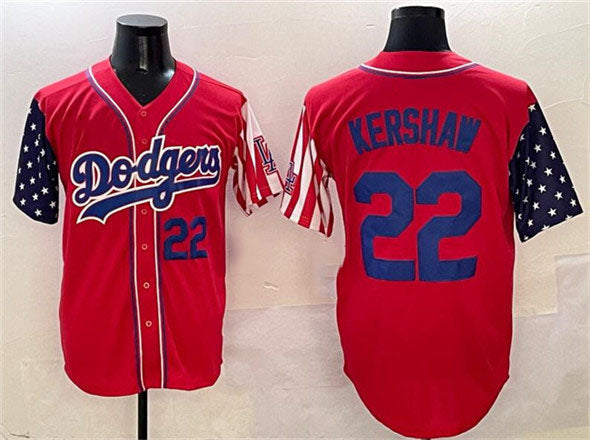 Los Angeles Dodgers #22 Clayton Kershaw Red Limited Stitched Baseball Jersey baseball jersey product view 1