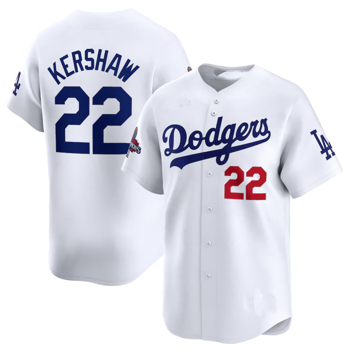 Los Angeles Dodgers #22 Clayton Kershaw White 2024 World Series Champions Home Limited Stitched Baseball Jersey baseball jersey product view 1