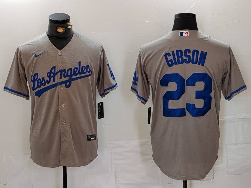 Dodgers Los Angeles Dodgers #23 Kirk Gibson Grey With los Cool Base Stitched Baseball Jersey baseball jersey product view 1