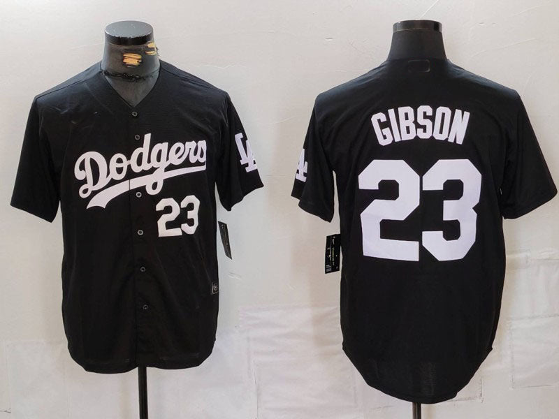 Los Angeles Dodgers #23 Kirk Gibson Number Black Cool Base Stitched Baseball Jersey baseball jersey product view 1