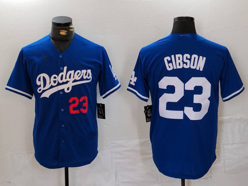 Los Angeles Dodgers #23 Kirk Gibson Number Blue Cool Base Stitched Baseball Jersey baseball jersey product view 1