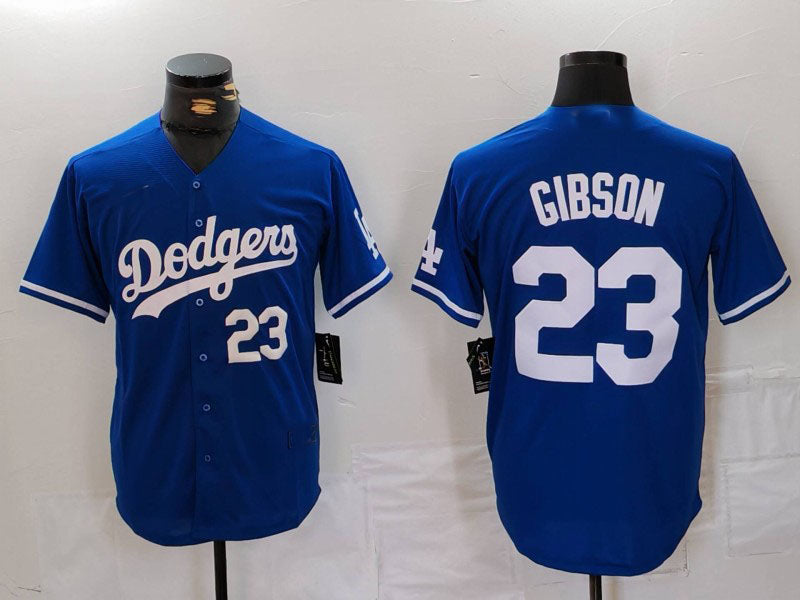 Los Angeles Dodgers #23 Kirk Gibson Number Blue Cool Base Stitched Baseball Jersey baseball jersey product view 1