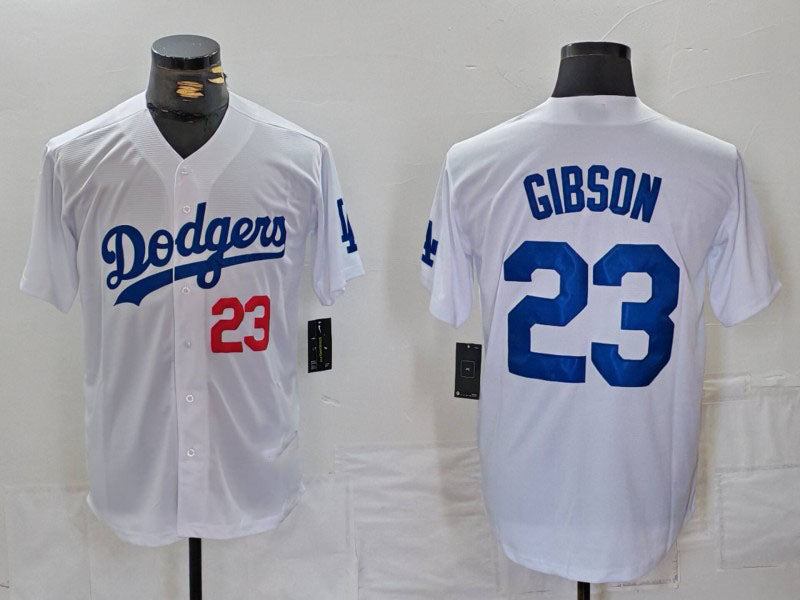 Los Angeles Dodgers #23 Kirk Gibson Number White Cool Base Stitched Baseball Jersey baseball jersey product view 1