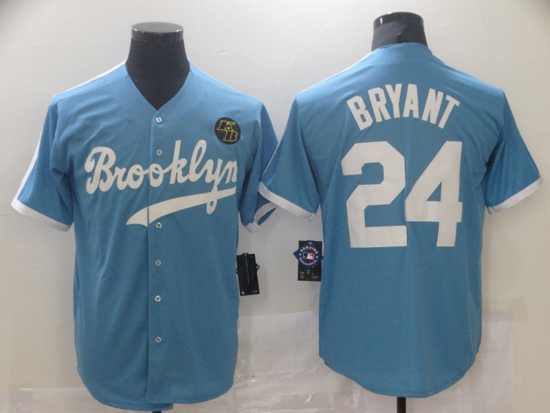 Los Angeles Dodgers #24 Kobe Bryant Light Blue Throwback With KB Patch Cool Base Stitched Baseball Jersey baseball jersey product view 1