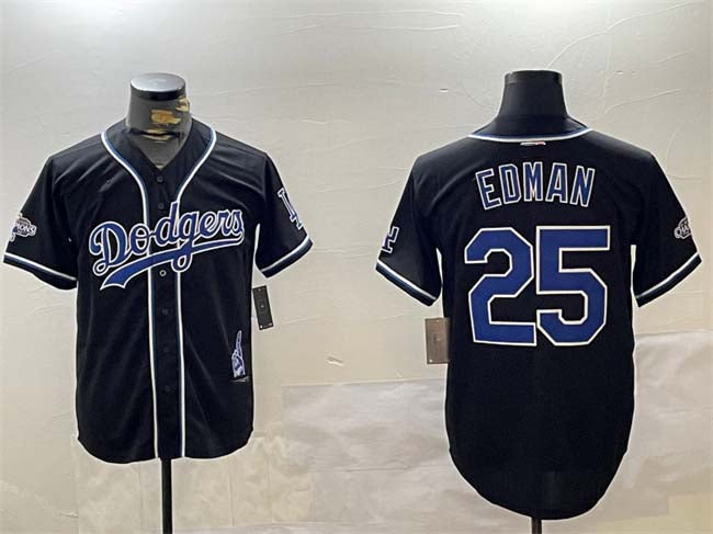 Los Angeles Dodgers #25 Tommy Edman Black 2024 World Series Champions Limited Stitched Baseball Jersey baseball jersey product view 1