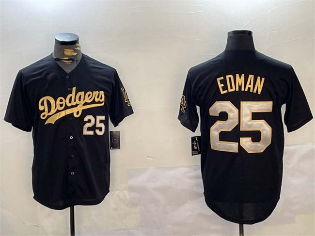 Los Angeles Dodgers #25 Tommy Edman Black Gold Limited Stitched Baseball Jersey baseball jersey product view 1