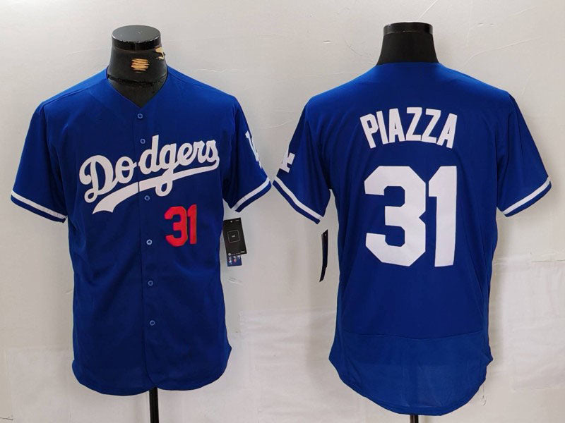 Los Angeles Dodgers #31 Mike Piazza Number Blue Flex Base Stitched Baseball Jersey baseball jersey product view 1