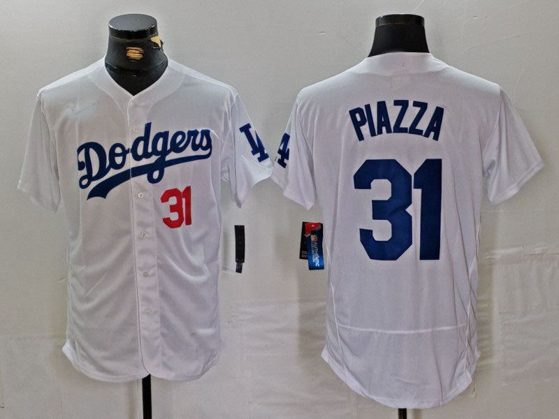 Los Angeles Dodgers #31 Mike Piazza Number White Flex Base Stitched Baseball Jerseys baseball jersey product view 1