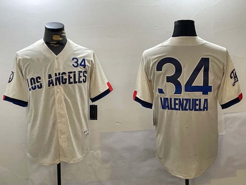 Los Angeles Dodgers #34 Fernando Valenzuela Authentic Collection Stitched Baseball Jersey baseball jersey product view 1
