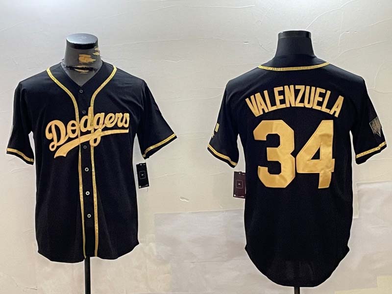 Los Angeles Dodgers #34 Fernando Valenzuela Black Authentic Collection Stitched Baseball Jersey baseball jersey product view 1