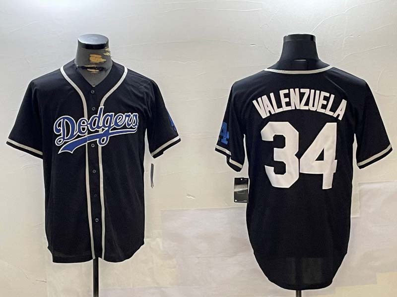 Los Angeles Dodgers #34 Fernando Valenzuela Black Authentic Collection Stitched Baseball Jersey baseball jersey product view 1