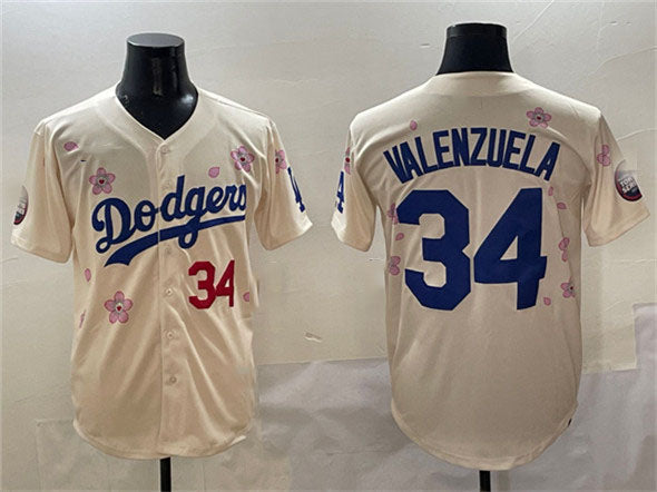 Los Angeles Dodgers #34 Fernando Valenzuela Cream 2025 Tokyo Series Limited Stitched Baseball Jersey baseball jersey product view 1