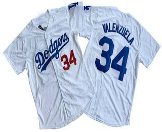Los Angeles Dodgers #34 Fernando Valenzuela Number White Limited Stitched Baseball Jersey baseball jersey product view 1