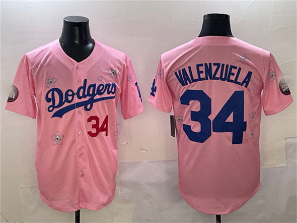 Los Angeles Dodgers #34 Fernando Valenzuela Pink 2025 Tokyo Series Limited Stitched Baseball Jersey baseball jersey product view 1