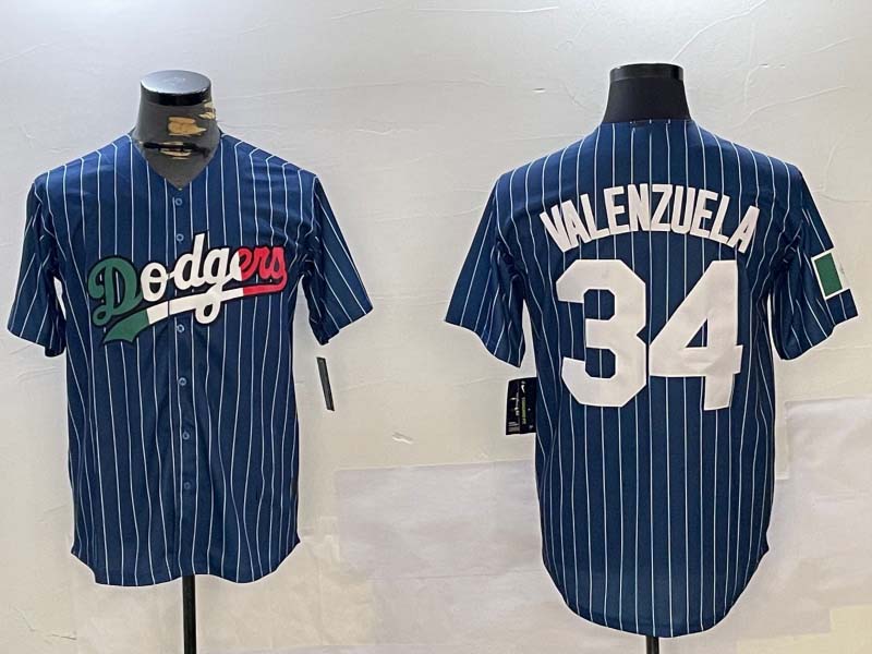 Los Angeles Dodgers #34 Fernando Valenzuela blue Authentic Collection Stitched Baseball Jersey baseball jersey product view 1