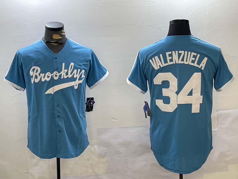 Los Angeles Dodgers #34 Fernando Valenzuela blue Authentic Collection Stitched Baseball Jersey baseball jersey product view 1