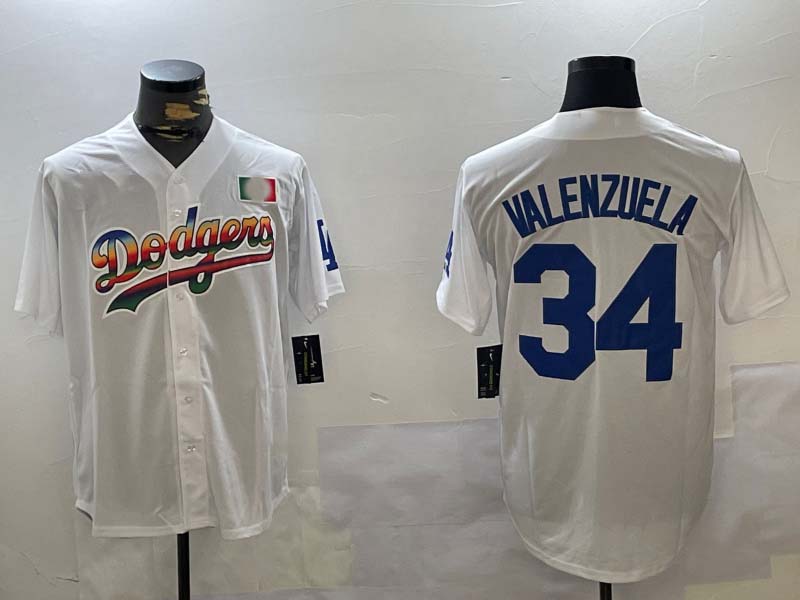 Los Angeles Dodgers #34 Fernando Valenzuela white Authentic Collection Stitched Baseball Jersey baseball jersey product view 1
