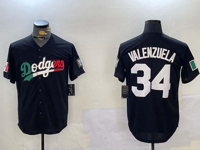 Los Angeles Dodgers #34 Toro Valenzuela Black Mexico 2024 World Series Cool Base Stitched Baseball Jersey baseball jersey product view 1