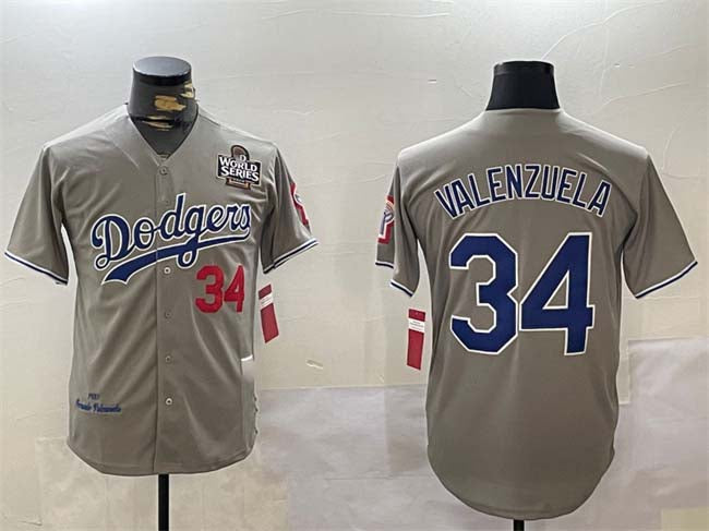 Los Angeles Dodgers #34 Toro Valenzuela Grey 2024 World Series 1981 Cooperstown Stitched Baseball Jersey baseball jersey product view 1