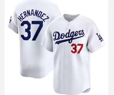 Los Angeles Dodgers #37 Teoscar Hern¨¢ndez White Home Authentic Player Jersey Baseball Jerseys baseball jersey product view 1