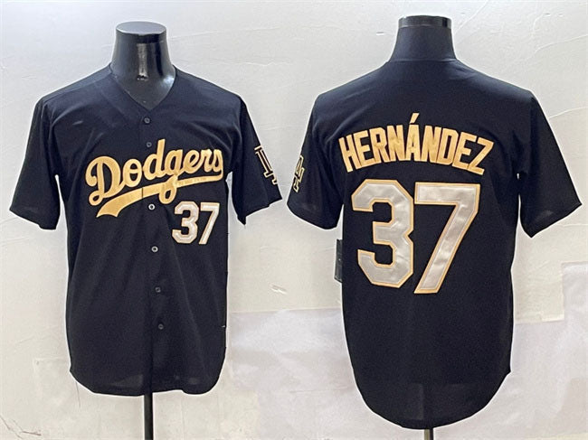 Los Angeles Dodgers #37 Teoscar Hernandez Black Gold Limited Stitched Baseball Jersey baseball jersey product view 1