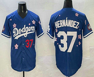 Los Angeles Dodgers #37 Teoscar Hernandez Blue 2025 Tokyo Series Limited Baseball Jersey baseball jersey product view 1