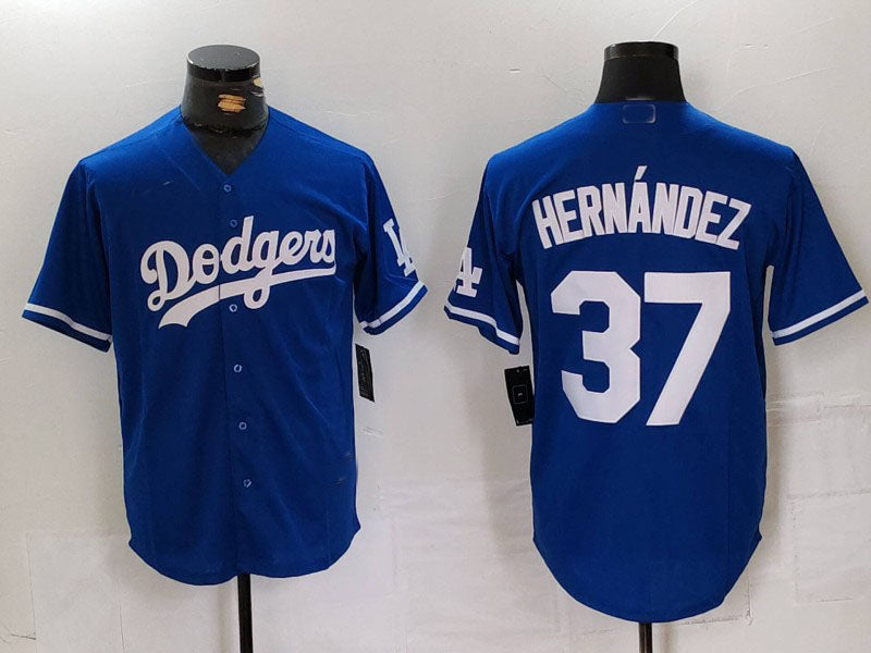 Los Angeles Dodgers #37 Teoscar Hernandez Blue Cool Base Stitched Baseball Jerseys baseball jersey product view 1