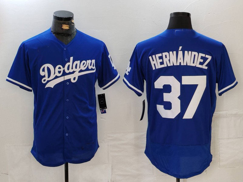 Los Angeles Dodgers #37 Teoscar Hernandez Blue Flex Base Stitched Baseball Jerseys baseball jersey product view 1