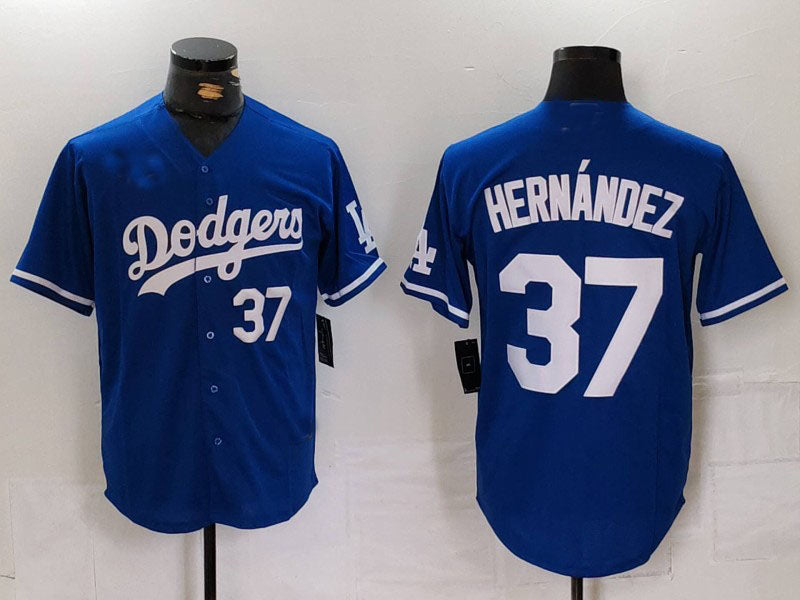 Los Angeles Dodgers #37 Teoscar Hernandez Number Blue Cool Base Stitched Baseball Jerseys baseball jersey product view 1