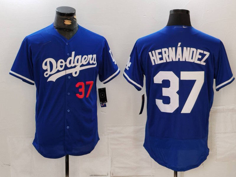Los Angeles Dodgers #37 Teoscar Hernandez Number Blue Flex Base Stitched Baseball Jerseys baseball jersey product view 1