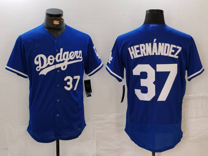 Los Angeles Dodgers #37 Teoscar Hernandez Number Blue Flex Base Stitched Baseball Jerseys baseball jersey product view 1