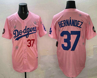 Los Angeles Dodgers #37 Teoscar Hernandez Pink 2025 Tokyo Series Limited Baseball Jersey baseball jersey product view 1