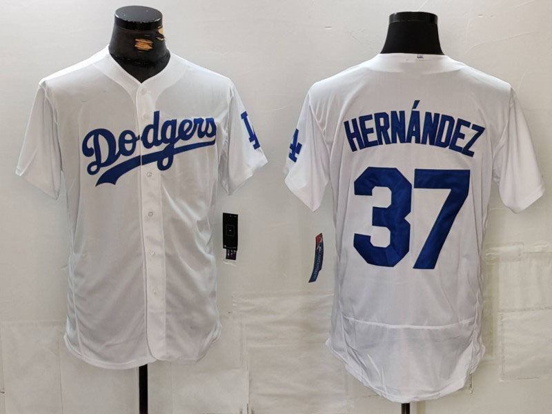 Los Angeles Dodgers #37 Teoscar Hernandez White Flex Base Stitched Baseball Jerseys baseball jersey product view 1