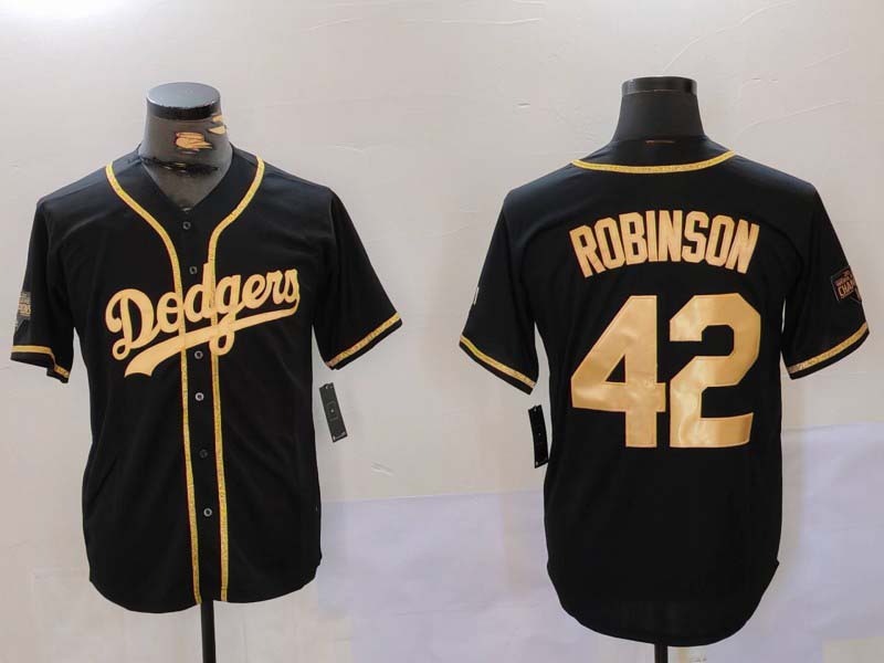 Los Angeles Dodgers #42 Jackie Robinson Black Gold World Series Champions Cool Base Stitched Baseball Jerseys baseball jersey product view 1
